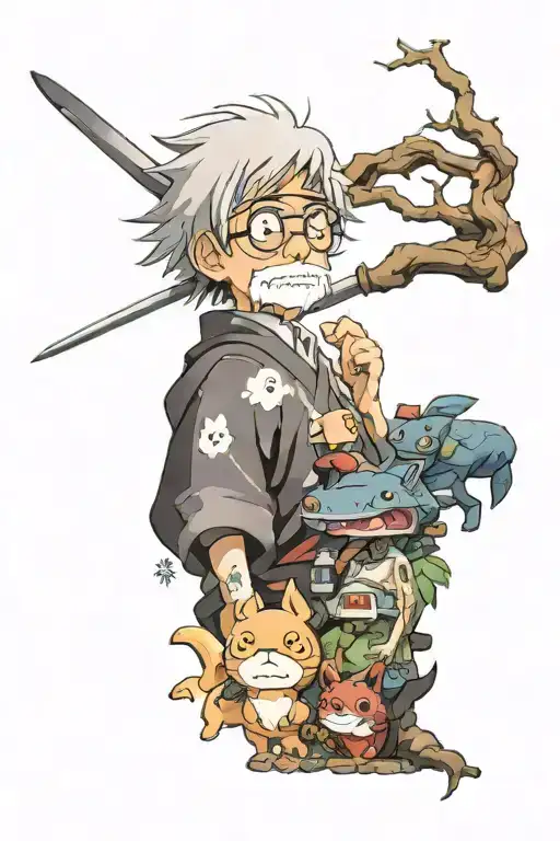 anime sleeve hayao miyazaki tattoo design idea