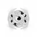 A yin yang symbol with a dragon and IT elements in black-grey style tattoo design idea