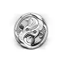 A yin yang symbol with a dragon and IT elements in black-grey style tattoo design idea