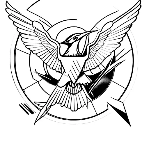 Mockingjay symbol with Peeta Mellark's silhouette tattoo design idea