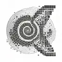 A Fibonacci spiral made of binary code, symbolizing the intersection of software engineering and mathematics tattoo design idea