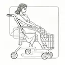 sexy lady pushing a shopping cart filled tattoo design idea