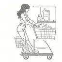 sexy lady pushing a shopping cart filled tattoo design idea