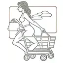 sexy lady pushing a shopping cart filled tattoo design idea