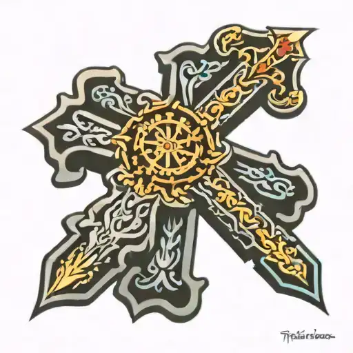 Romanian orthodox cross tattoo design idea