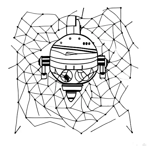 A minimalist tattoo of a UFO hovering over a race track tattoo design idea