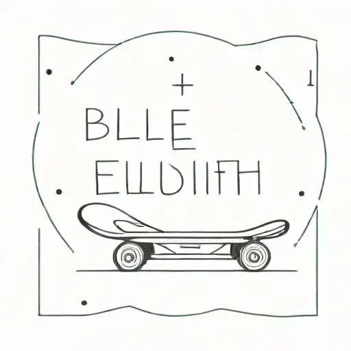 A minimalist tattoo of a skateboard with Billie Eilish lyrics incorporated into the design tattoo design idea