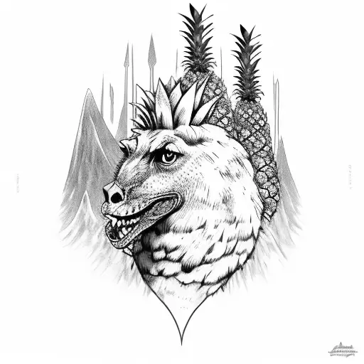Pineapple king of the mountain tattoo design idea