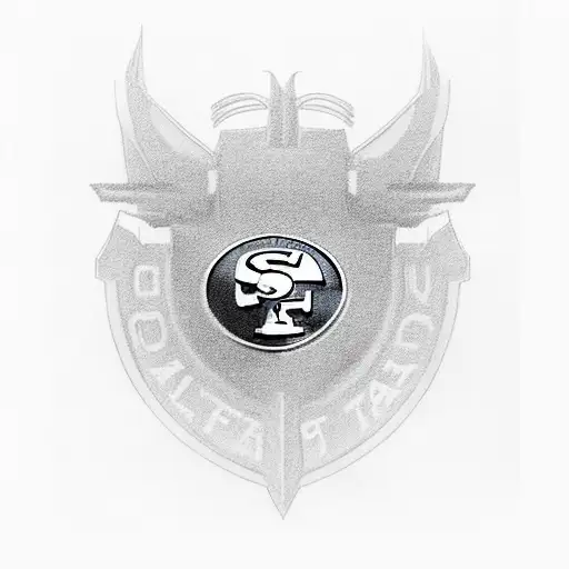 1986 mustang in front of 49ers logo tattoo design idea