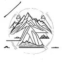 A minimalist mountain range with a compass in the center, symbolizing your love for hiking and your ability to navigate challenges in your managerial role. tattoo design idea