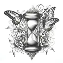 Hourglass with Skull with Spider Lily with Butterfly tattoo design idea