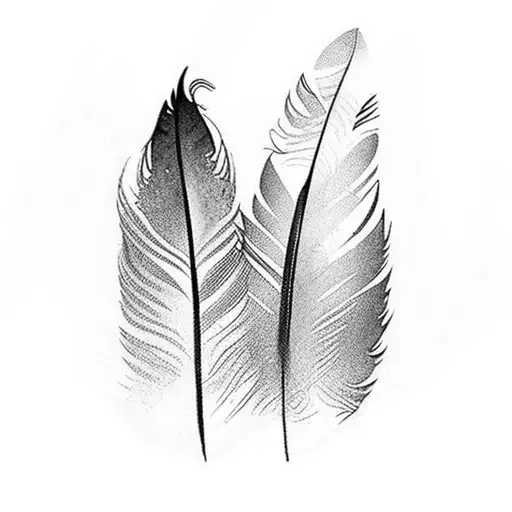 feather and birds tattoo design idea