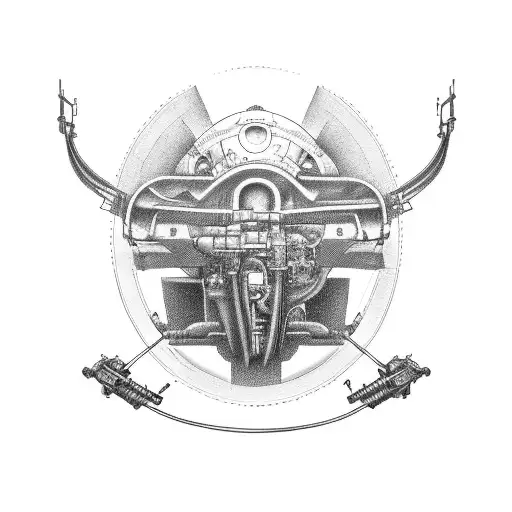 chassis and engine of the Ferrari, without bodywork or wheels. tattoo design idea
