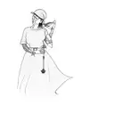 a lady looking through the window at some construction site cranes tattoo design idea