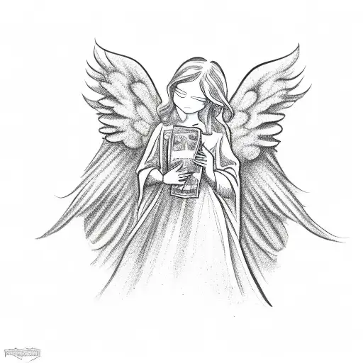 angel holding a money bag  tattoo design idea