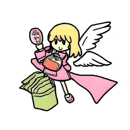 angel holding a money bag  tattoo design idea