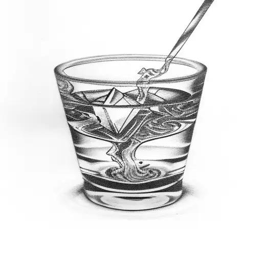  whiskey glass and ashtray tattoo design idea