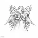 angel holding a money bag  tattoo design idea