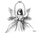 angel holding a money bag  tattoo design idea