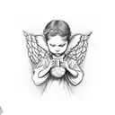 angel holding a money bag  tattoo design idea