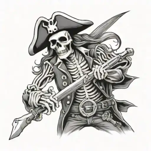 skeleton pirate captain tattoo design idea