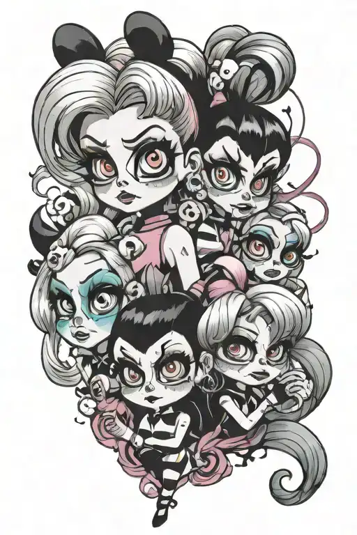 creepy powerpuff girls tattoo design idea