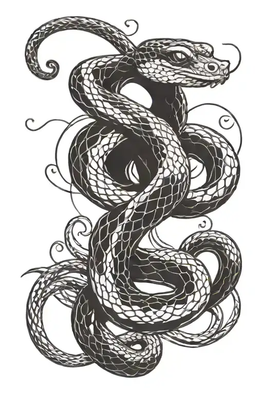 snake tattoo design combining musical notes tarot card magic lines  tattoo design idea
