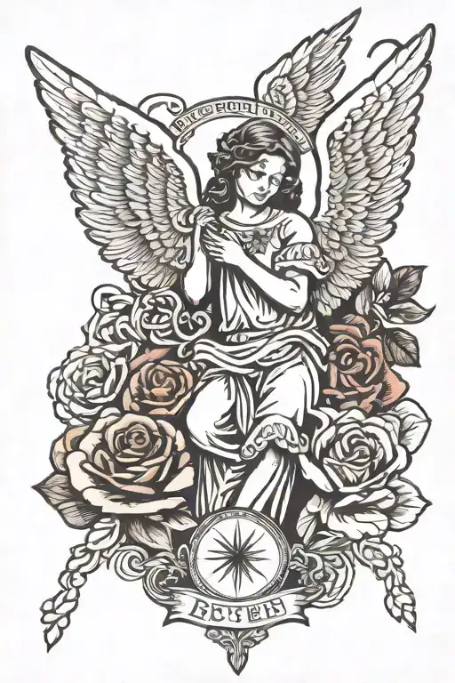Angel memorial piece for brother tattoo design idea
