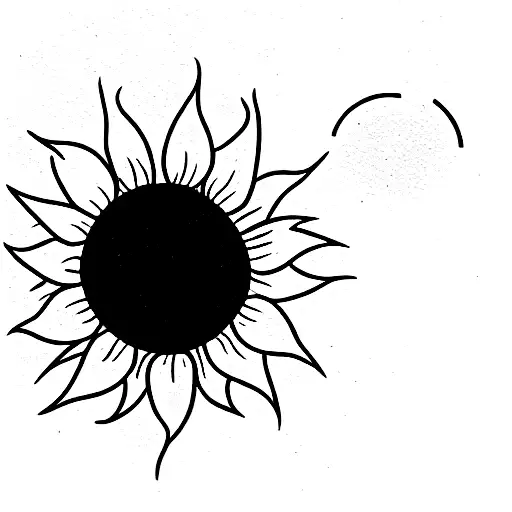 half sunflower and half sun tattoo design idea