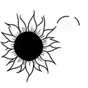 half sunflower and half sun tattoo design idea