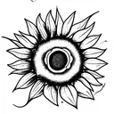 half sunflower and half sun tattoo design idea