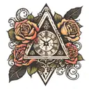 triangle made of roses with clock hands pointing to 3 tattoo design idea