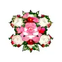 Maltese Cross with roses and peonies. tattoo design idea