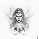 wonder women, sexy flames tattoo design idea