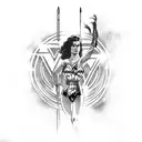 wonder women, sexy flames tattoo design idea