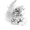 wonder women, sexy flames tattoo design idea