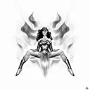 wonder women, sexy flames tattoo design idea