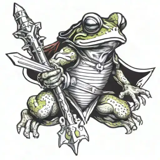 frog knight holding a sword tattoo design idea