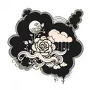 cloud shade on and down the written rosaria tattoo design idea