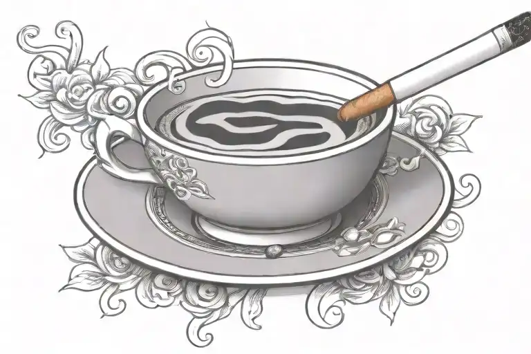 coffee cup with a cigarette   tattoo design idea