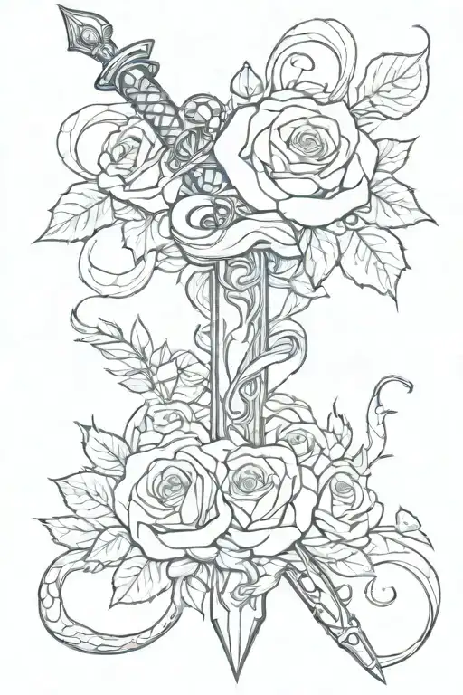 sword roses and snakes cybersigilism tattoo design idea