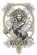versace logo with midas tattoo design idea
