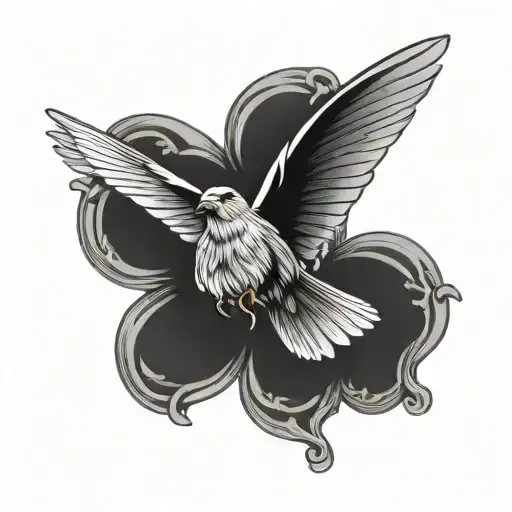 canary flying with a butterfly tattoo design idea