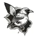 canary bird with a butter fly tattoo design idea