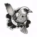 canary bird with a butter fly tattoo design idea