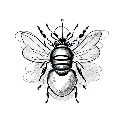 a bee with a crown of a queen, cartoony tattoo design idea