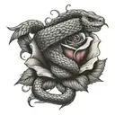 Snake on a dagger. The dagger should go through a rose. Dagger Handle should be unique. tattoo design idea