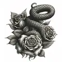 Snake on a dagger. The dagger should go through a rose. Dagger Handle should be unique. tattoo design idea