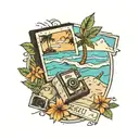 Polaroid beach scene tattoo design idea