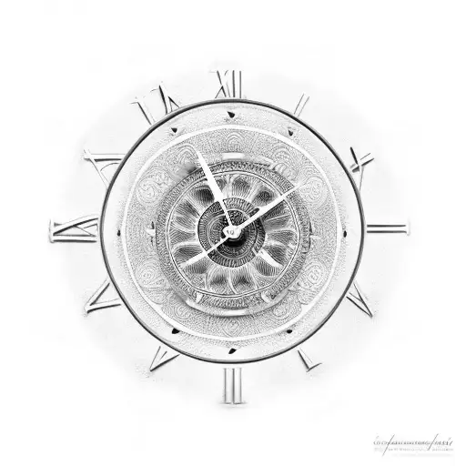 egyptian clock tattoo design idea